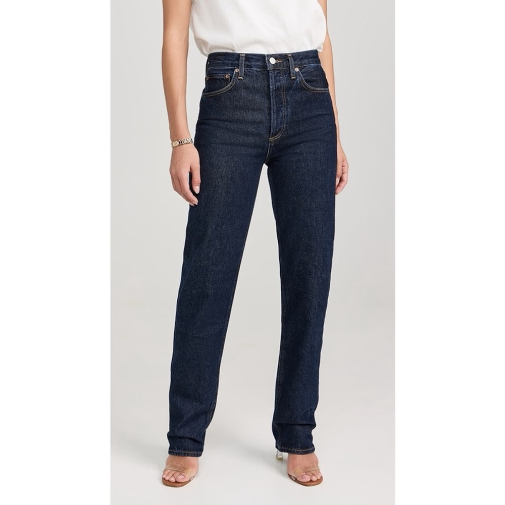 Agolde Women's Straight Leg Jeans in Dark Blue Indigo w/5-button fly